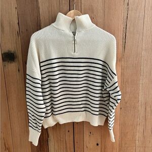 Mango striped sweater with zipper-Small